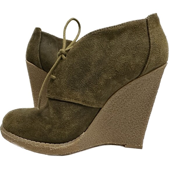 Enzo Angiolini Flory women size 7M suede green leather lace up booties - Picture 6 of 12